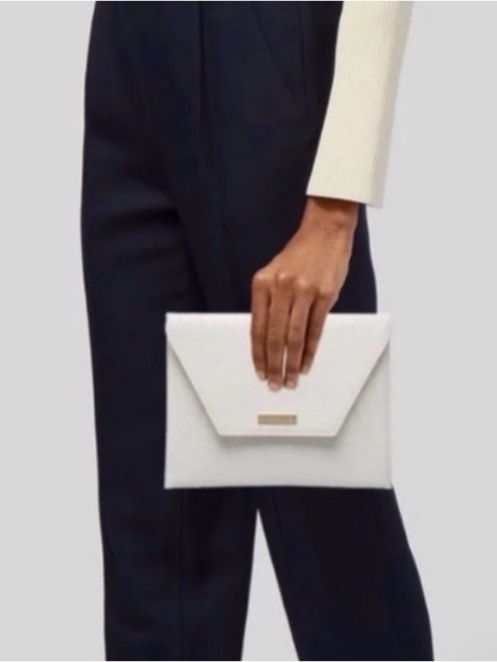 Ralph Lauren White Faux Croc Envelope Clutch Gold Inside trending fall shape